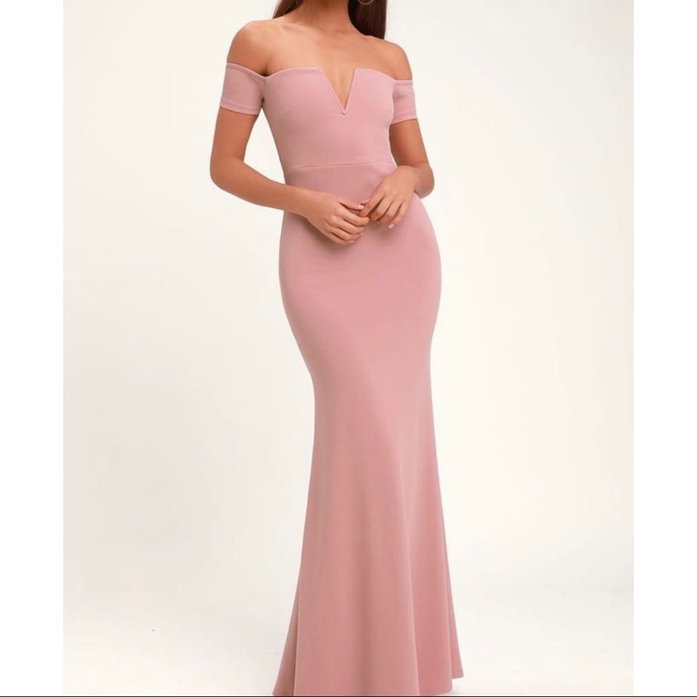 Lulu's Pink Off-Shoulder Maxi Dress